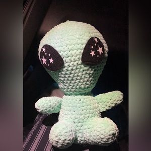 glow in the dark hand crochet alien squishie